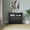 Flash Furniture Mayfield 40in. Buffet and Sideboard w/Dbl Door Storage Cabinet and Open Storage Shelf, Blk w/Walnut NAN-F-HY-B23108-BLWAL-GG - alternate 1